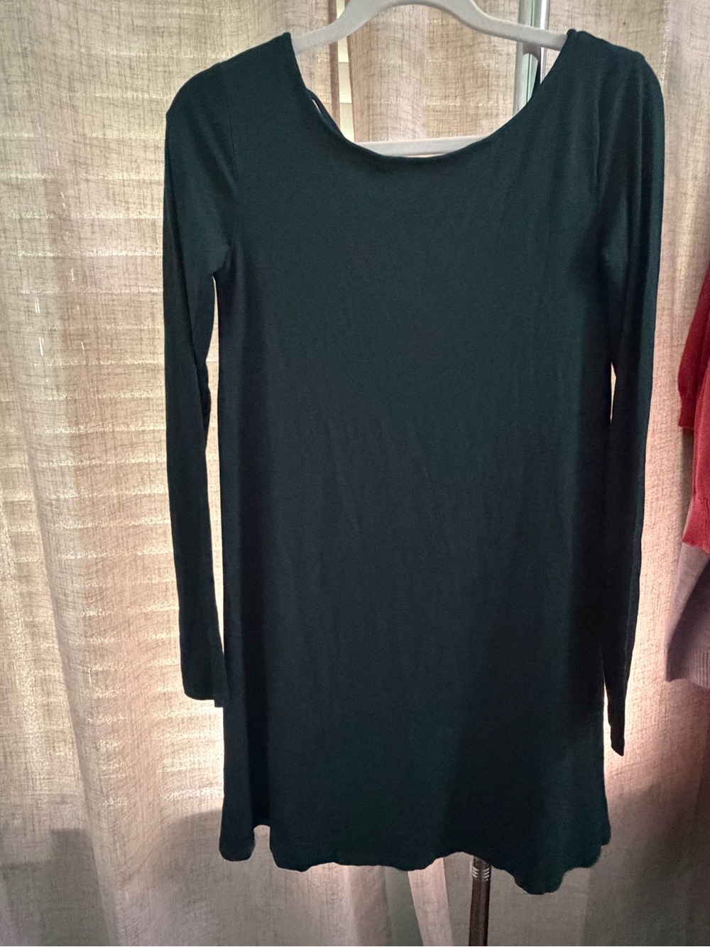 Pull&Bear Black Long Sleeve Scoop Neck Dress